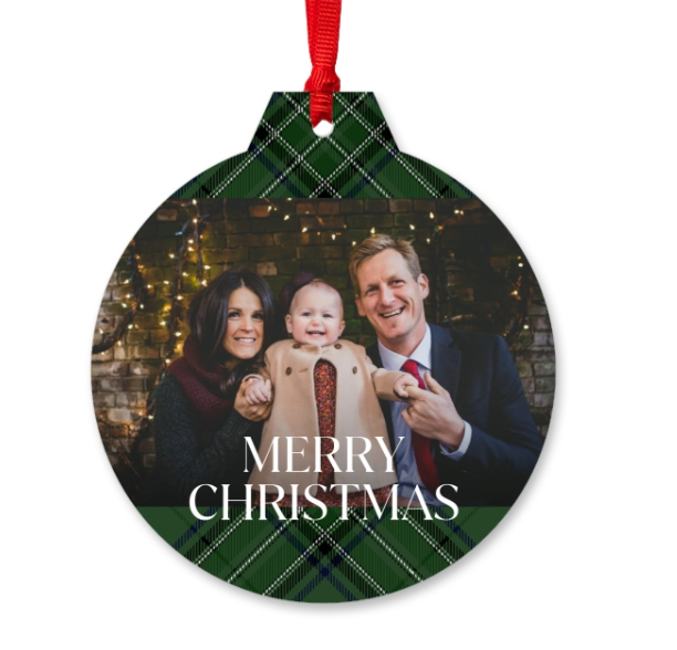 Custom Red Plaid Christmas Holiday Pendant Personalized Christmas Tree Pendant Car Hanging