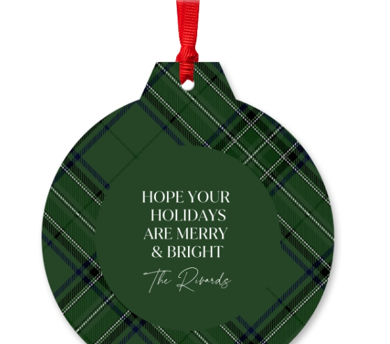 Custom Red Plaid Christmas Holiday Pendant Personalized Christmas Tree Pendant Car Hanging
