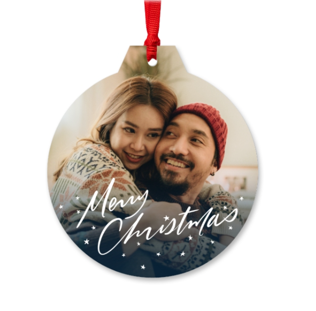 Custom Christmas Ornament White Star Christmas Gift for Her or Him