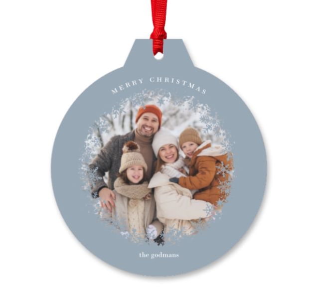 Custom Christmas Ornament White Snowflake Personalized Family Memorial Gift