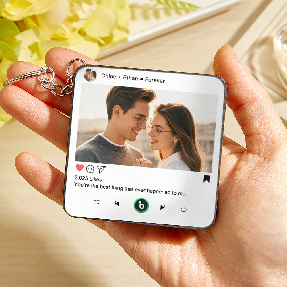 Custom Music Mini Fridge Magnet Keychain with Photo Personalized Mini Music Refrigerator Magnet Keychain Song Album Anniversary Special Gift - MySpotifyGlass