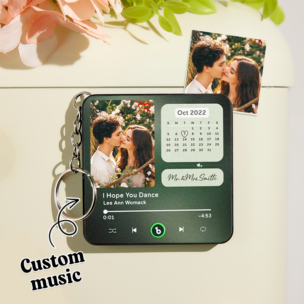 Custom Music Mini Fridge Magnet Keychain with Photo Personalized Mini Music Refrigerator Magnet Keychain Song Album Anniversary Special Gift - MySpotifyGlass
