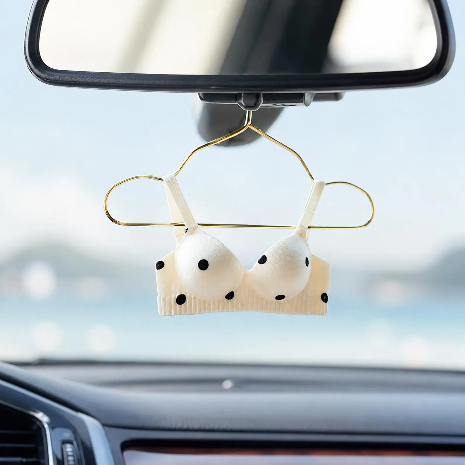 Cute Mini Bra Car Charm, Kawaii Rearview Mirror Ornament, Soft Y2K Car Decor Gift for Her - MySpotifyGlass