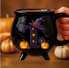 Halloween Gift Custom 12oz Ceramic Cauldron Coffee Mug Personalized Halloween Witchy Gifts For Besties Sisters Family Yourself Pumpkin
