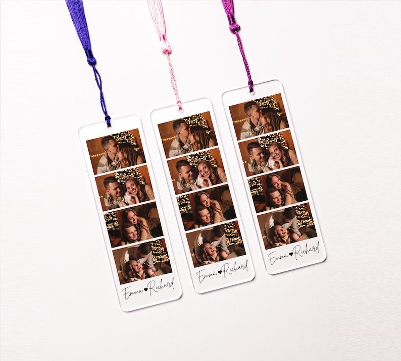 Custom Acrylic Couple Bookmark Valentines Bookmark Gifts Couple Photo Gift Anniversary Gifts Bookmark with Tassel
