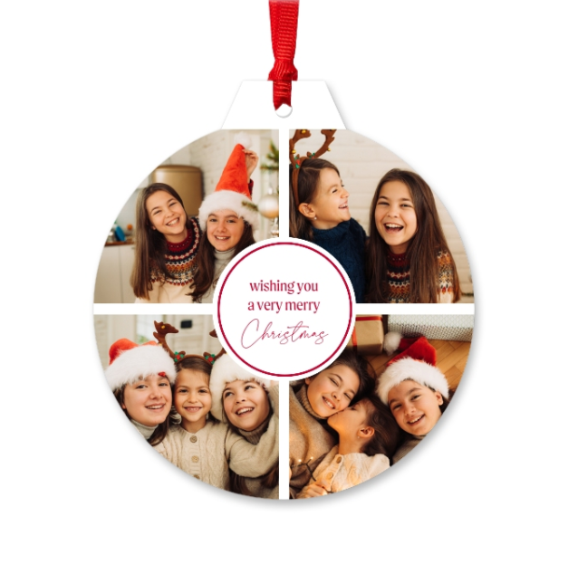 Custom Christmas Ornaments with Four Pictures Merry Christmas Personalized Family Memorial Gift