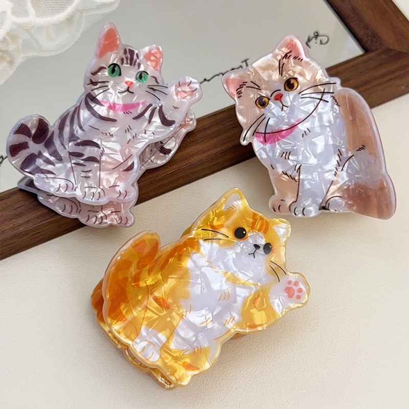 Cute Cartoon Cat & Dog Acrylic Hair Claw Clips for Women - MySpotifyGlass