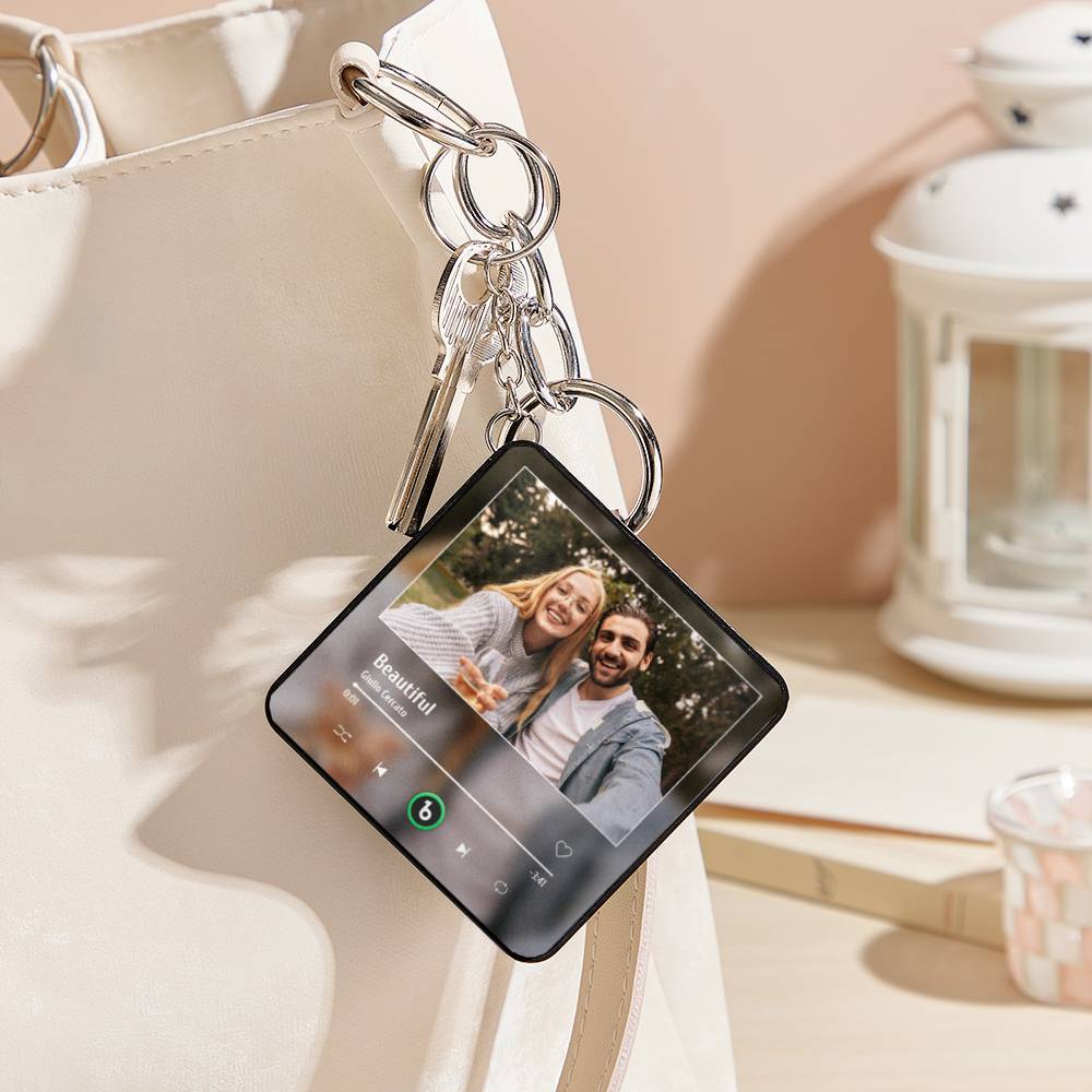 Custom Music Mini Fridge Magnet Keychain with Photo Personalized Mini Music Refrigerator Magnet Keychain Song Album Anniversary Special Gift - MySpotifyGlass
