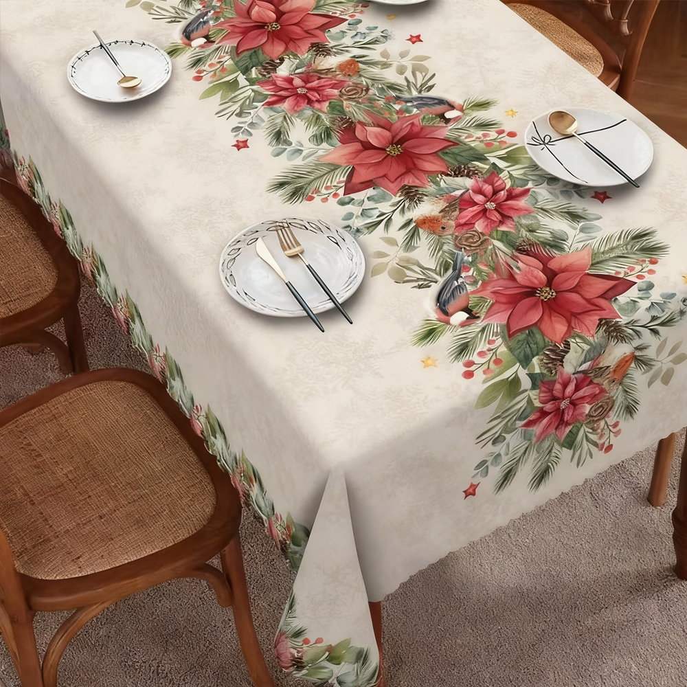 Christmas New Arrival Tablecloth, Digital Printed Festive Dining Table Cover, Holiday Home Decoration - MySpotifyGlass