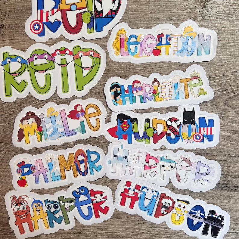 Childrens Theme Custom Name Sticker, Personalized Name Sticker For Water Bottle, Name Sticker For Kids, Gift Idea, name sticker, party favor