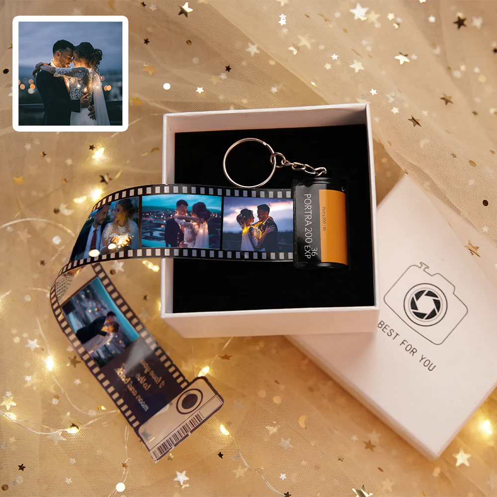 Gift for Her Personalized Film Roll Keychain Custom Pictures Photo Keyring