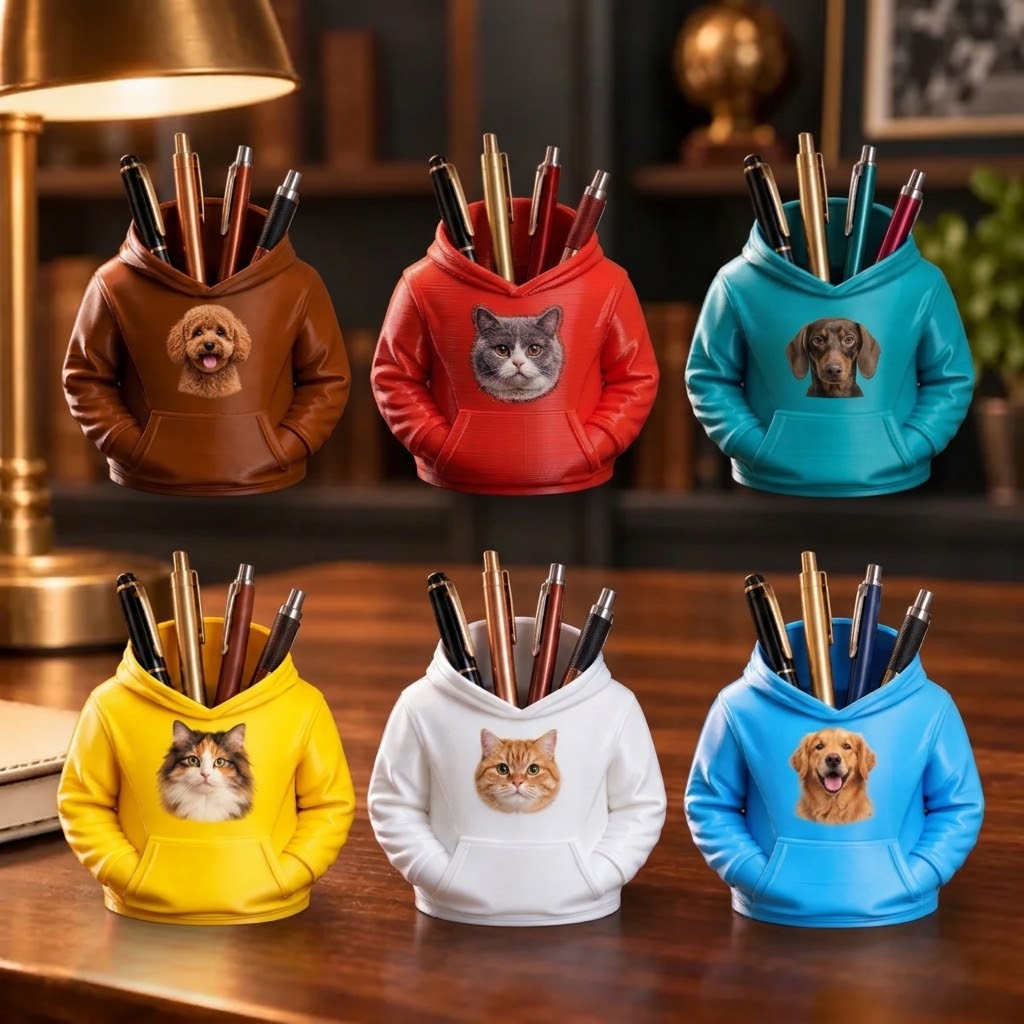 Custom Pet Pen Holders 3D Printed Desk Organizer Cat Dog Lover Owner Gift