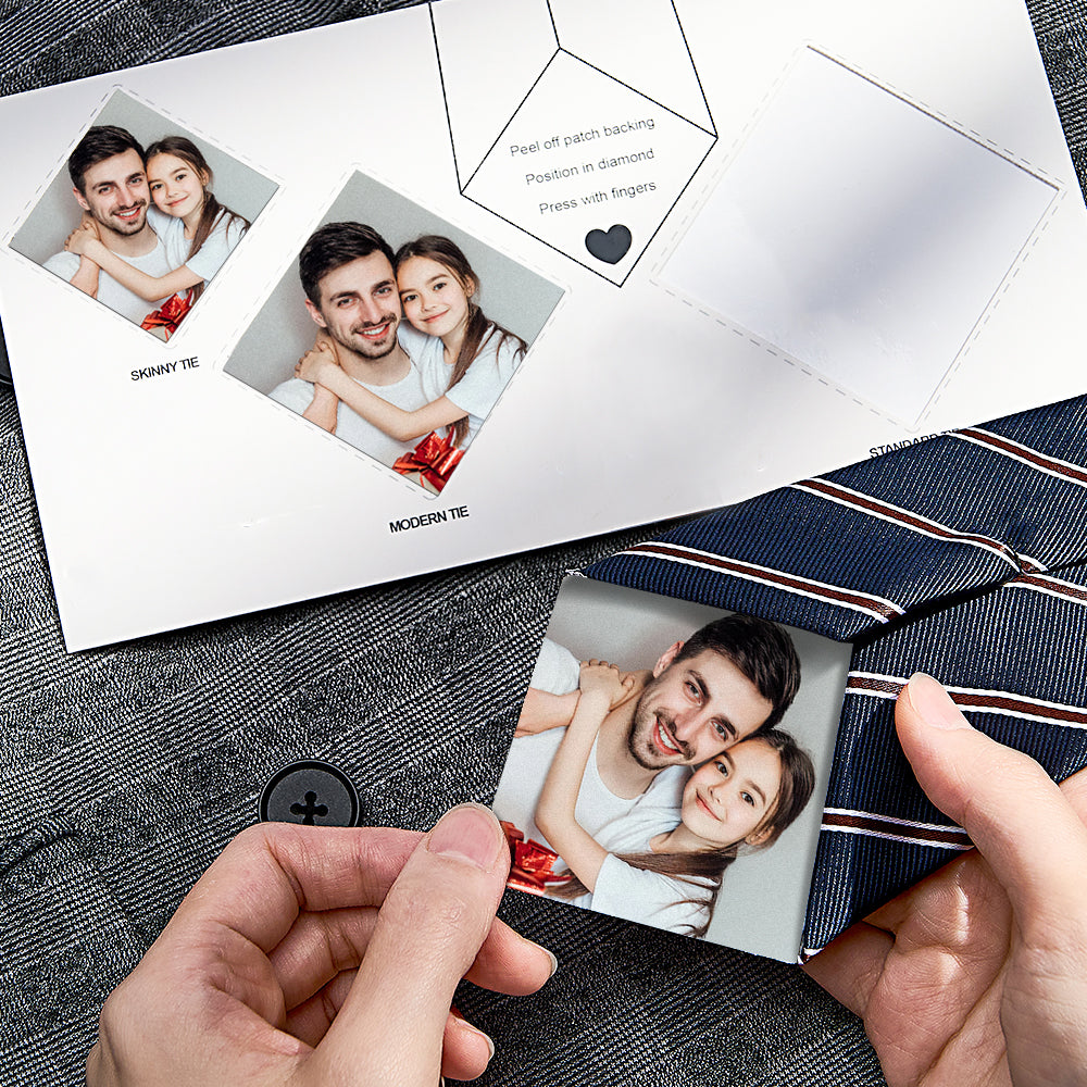 Gifts for Men Peel and Stick Fabric Tie Patch Custom Photo patch for ties for Wedding, father of the bride, father's day,  dad, Father of groom, Tie Photo