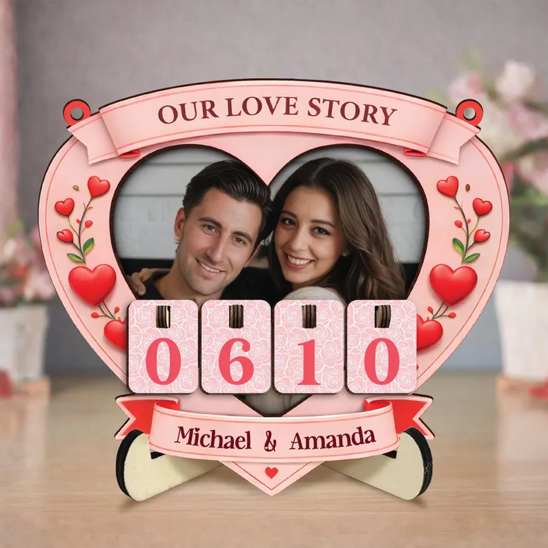 Custom Couple Days In Love Tracker Frame,Couple Love Days Counter,Our Love Story,Valentine Anniversary Gift,Romantic Decor,Dating Counter