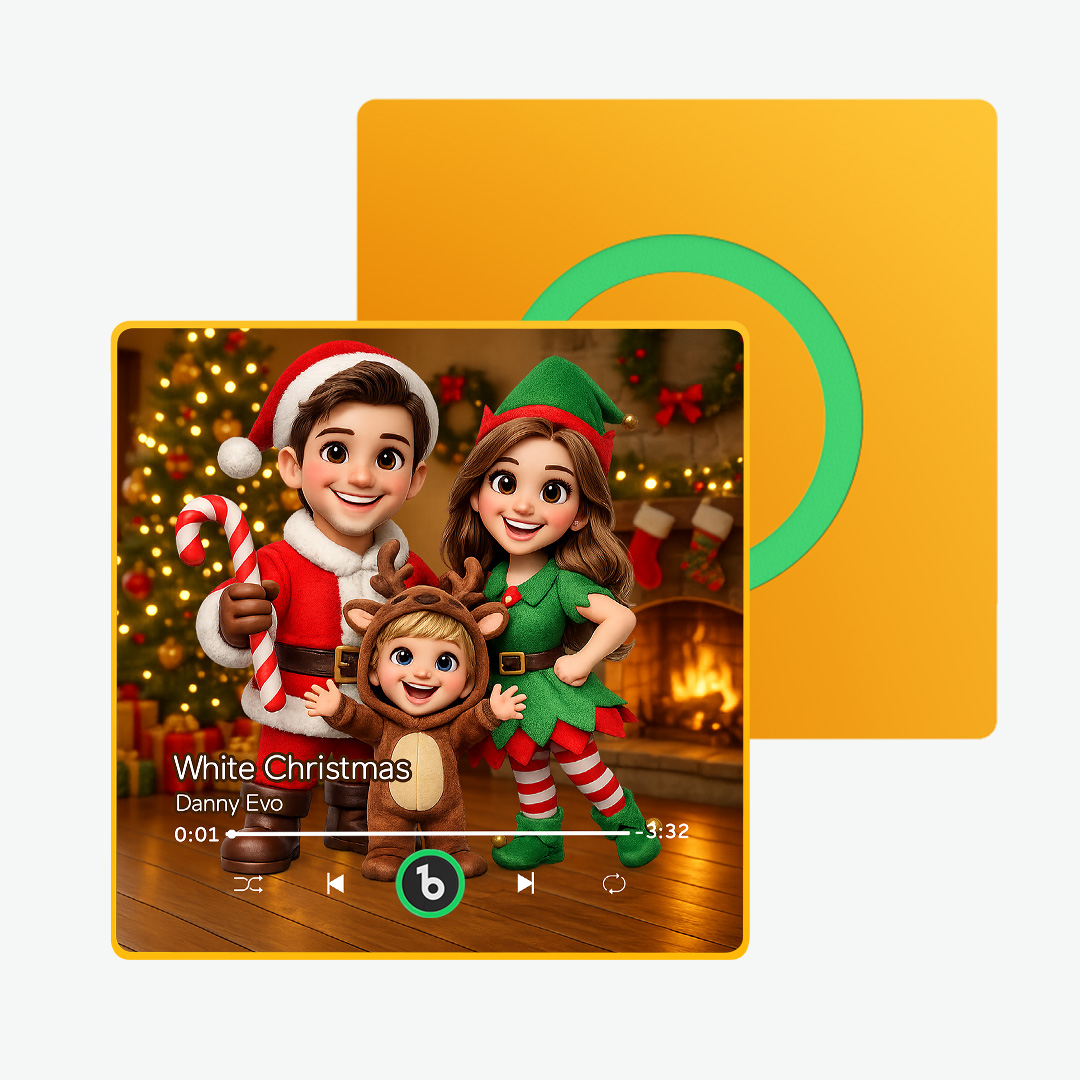 Personalized Family Christmas Caricature Portrait Music Fridge Magnet