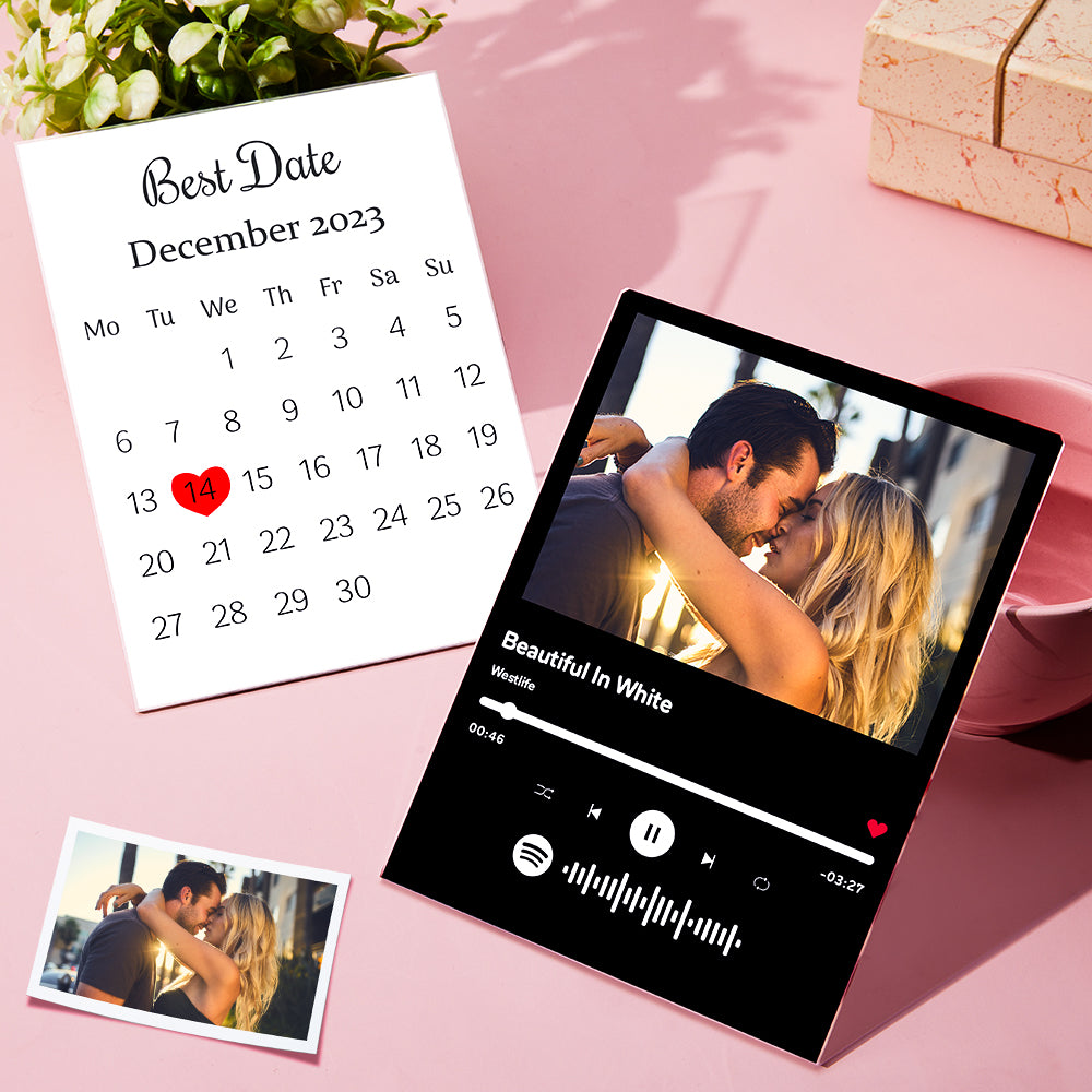 Custom Double Side Photo Calendar Plaque Custom Spotify Glass Plaque