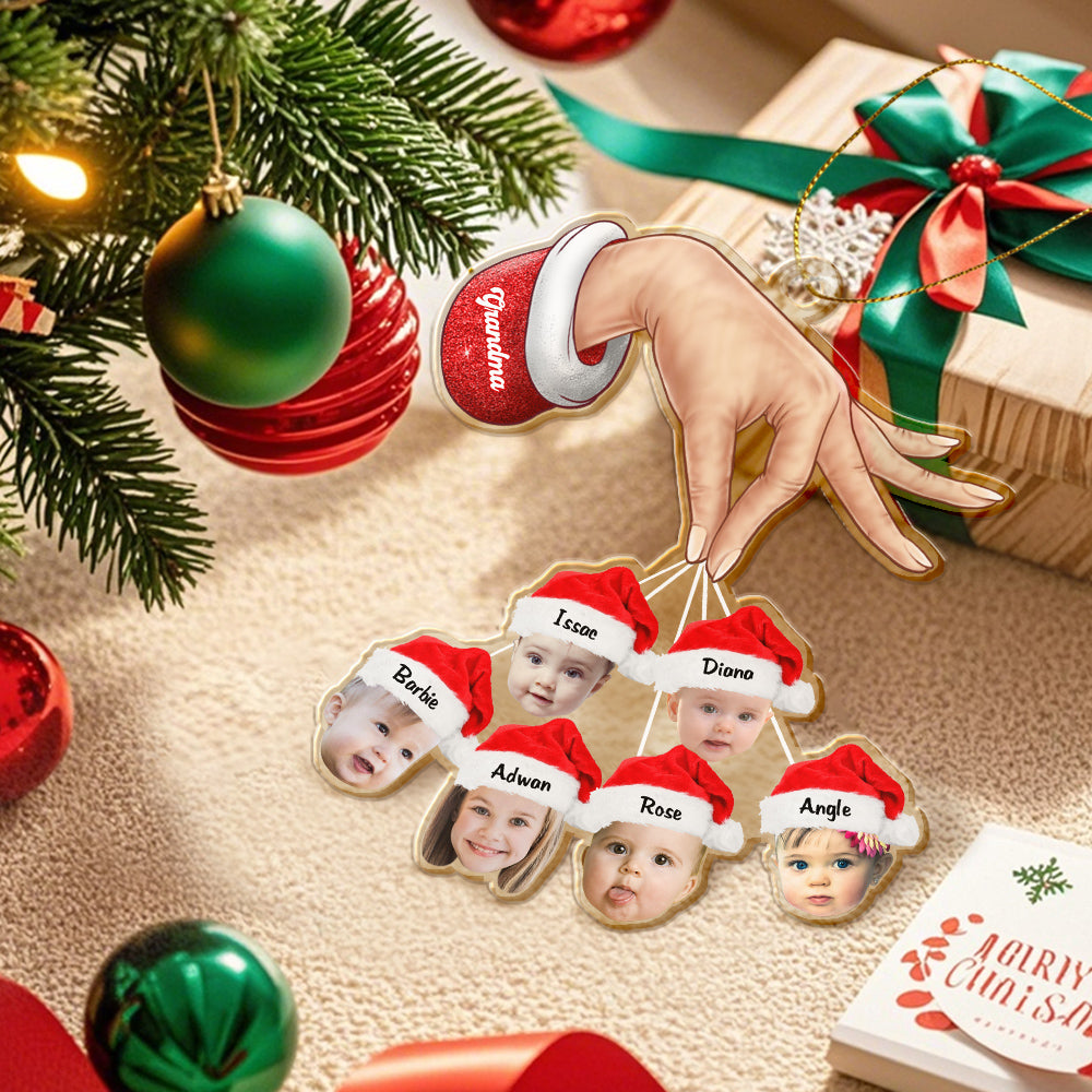 Personalized Grandma Grandkids Christmas Gift Custom Acrylic Funny Christmas Ornament Gifts -