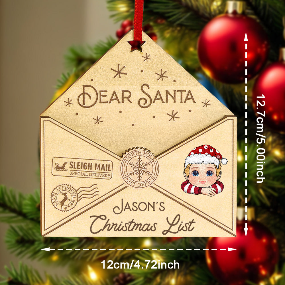 Personalized 3D Letter To Santa Wooden Ornament Christmas Gift For Little Ones -