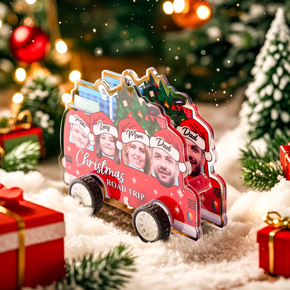 Personalized Photo And Name Family Bus Christmas Color Pull-Back Car