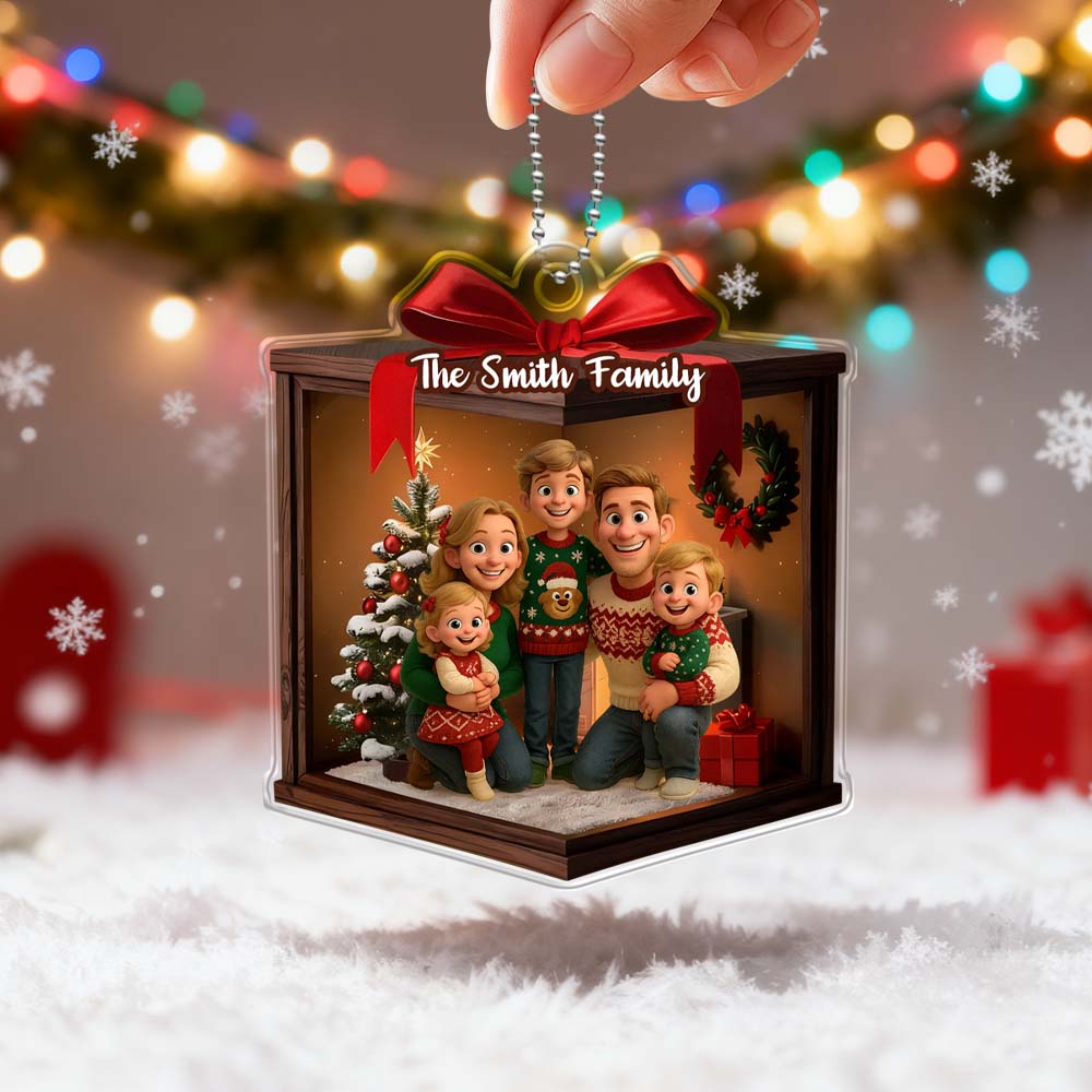 Custom Photo Acrylic Ornament - Personalized Christmas Birthday Gifts For Mom, Dad, Brother, Sister, Kids - Cherishing The Bond That Built Us - 