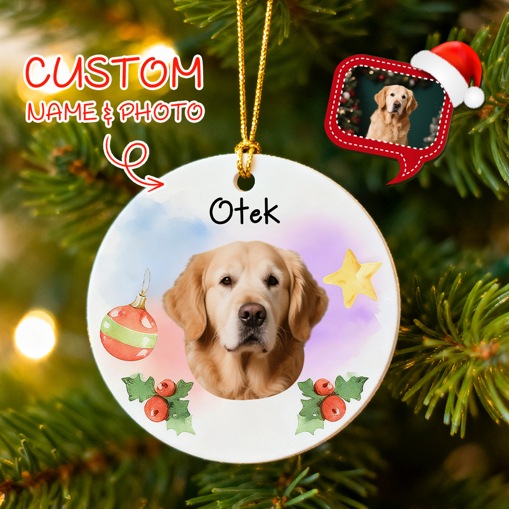 Custom Dog Ornament Personalized Painted Effect Ornaments Christmas Gifts