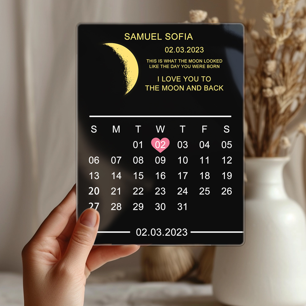 Custom Moon Phase Plaque Calendar Plauqe Frame Gift for Couple
