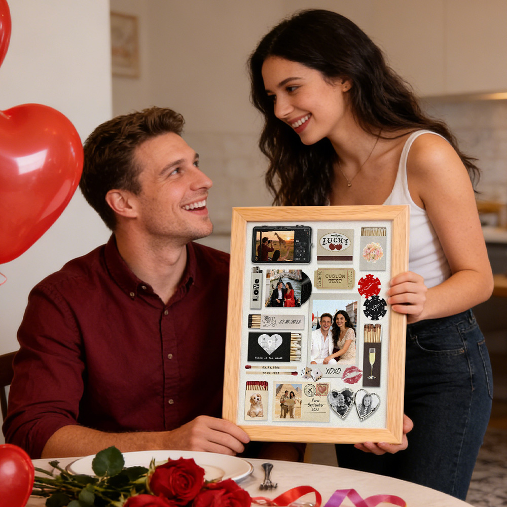 Matchbook Poster Frame, Custom Matchbox Art, Anniversary Gift for Boyfriend, Printable Gifts for Him and Her Collage Wall Prints - 