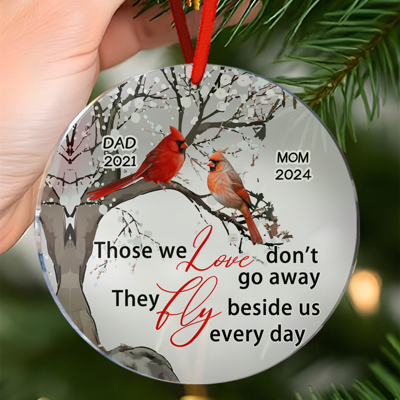 Personalized Memorial Ornament Cardinals Blossom Tree Christmas Ornament Gifts for Family -