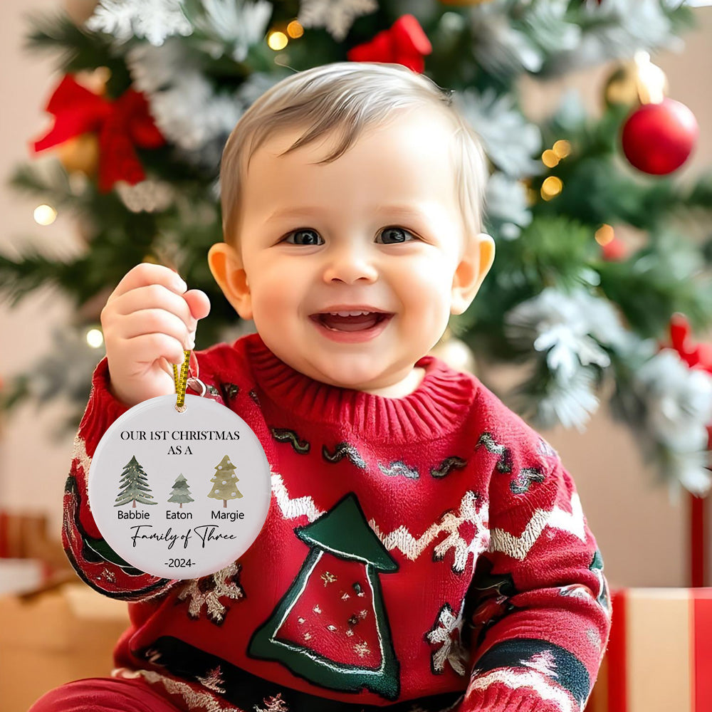 Personalized Baby's First Christmas Ornament Family of Three Christmas Ornament for Christmas Gift -