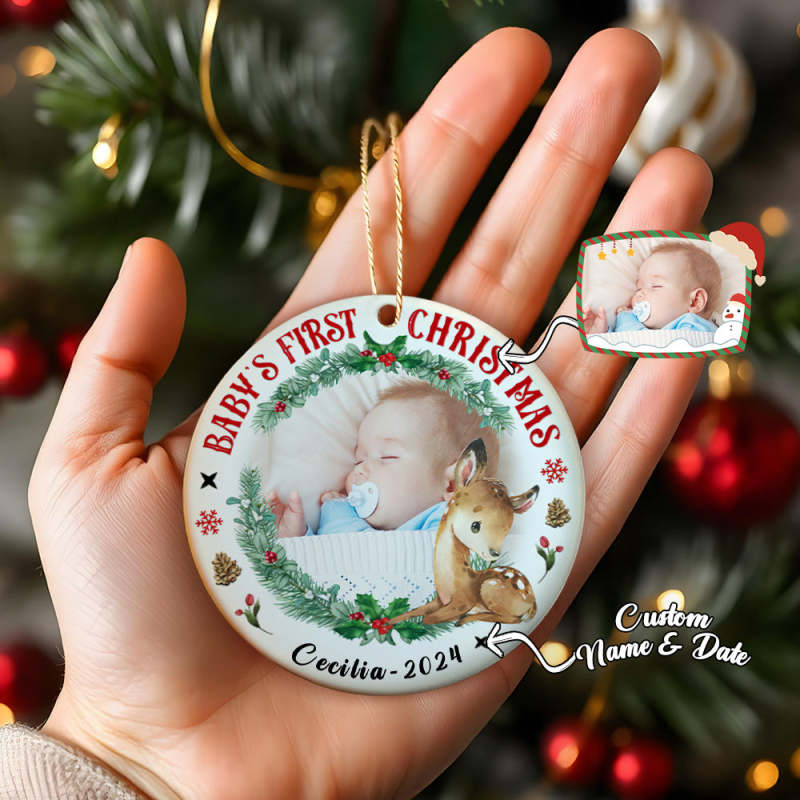 HOME LIVING Personalised Baby's First Christmas Bauble Acrylic