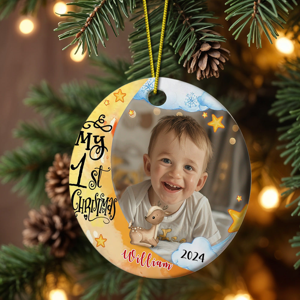 Personalized First Christmas Ornament with Photo Animal Christmas Ornament Gift for Baby -