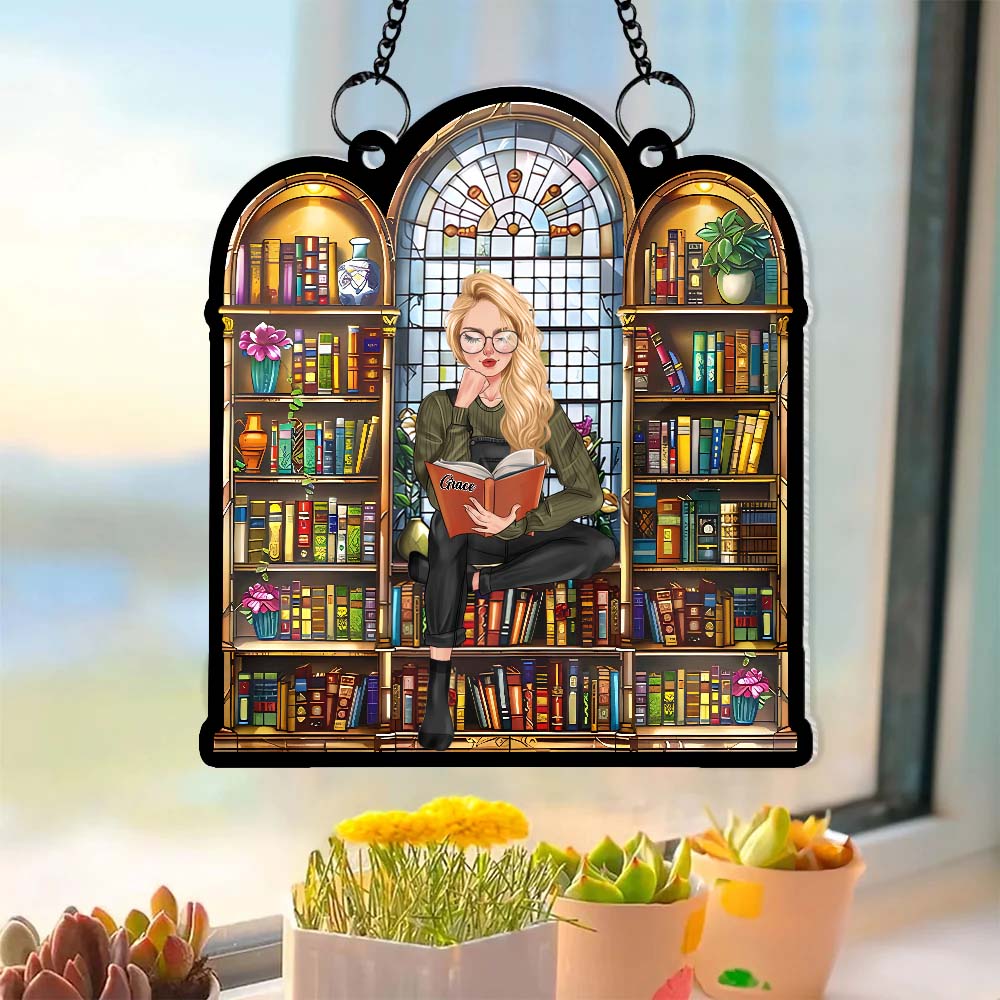 Book Lovers' Haven - Personalized Window Hanging Suncatcher