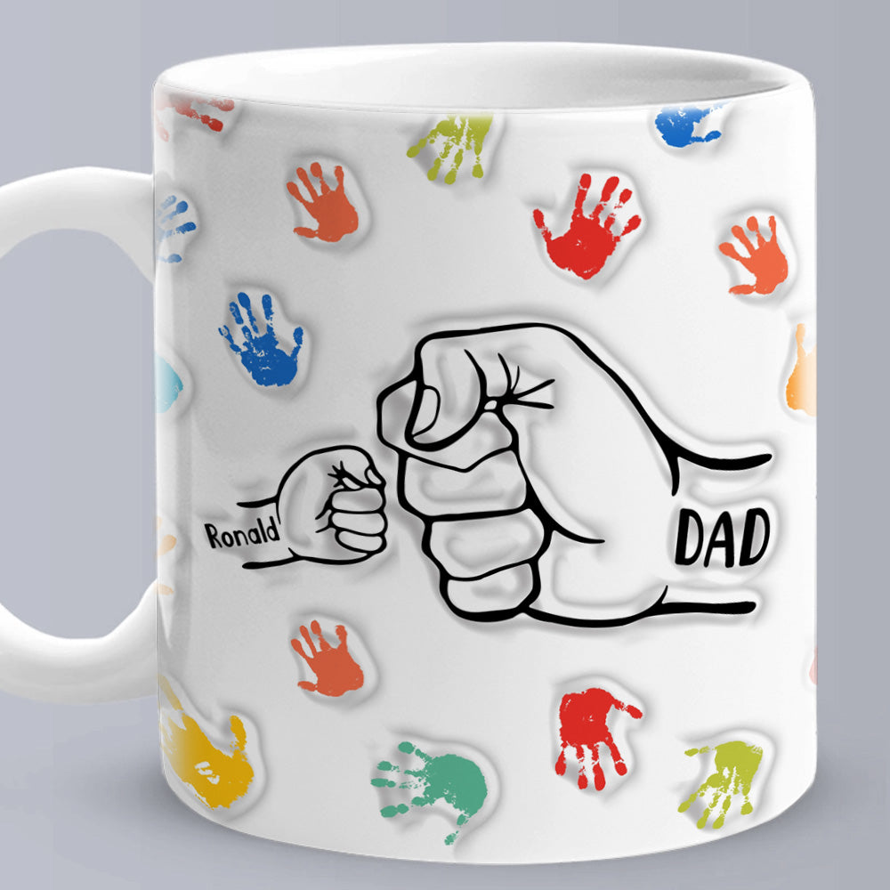 Personalized Custom Names 3D Inflated Effect Printed Mug Gift for Dad Grandpa - MyPhotoBoxerUk