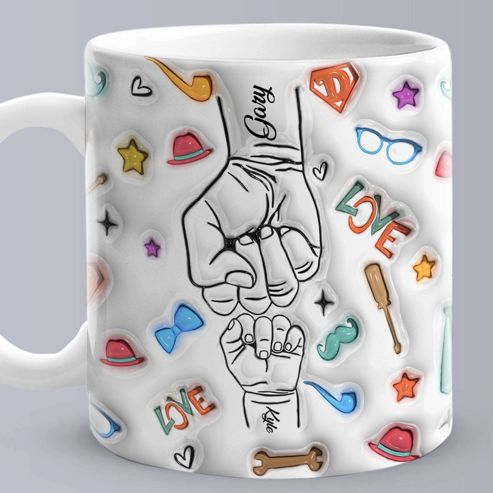 Gifts for Dad Custom 1-6 Kids Personalized Names 3D Inflated Effect Printed Mug Father's Day Gifts - MyPhotoBoxerUk