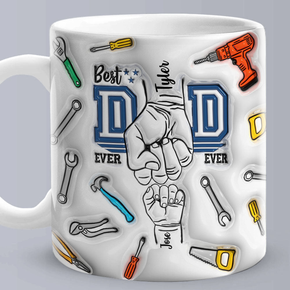 Father's Day Gifts Custom 1-6 Kids Personalized Names 3D Inflated Effect Printed Mug Best Dad Ever - MyPhotoBoxerUk