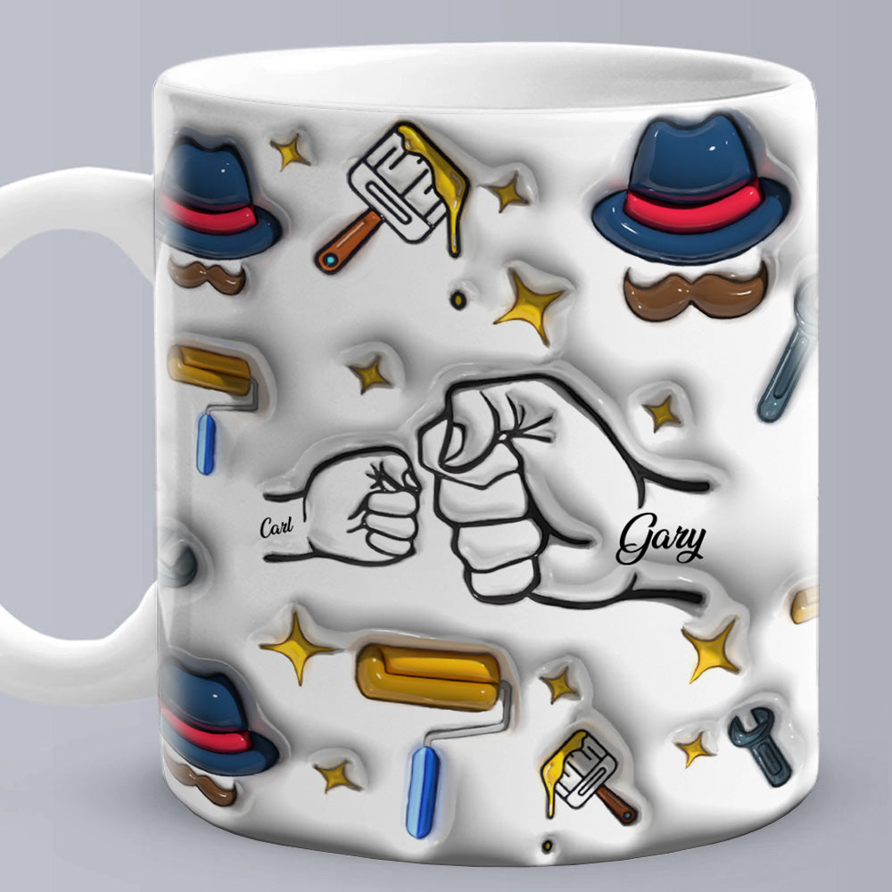 Father's Day Gifts Custom 1-6 Kids Personalized Names 3D Inflated Effect Printed Coffee Mug - MyPhotoBoxerUk
