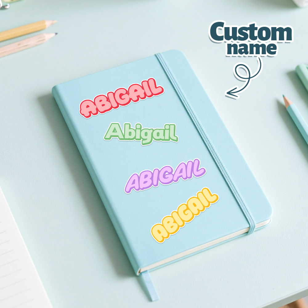 Retro Custom Name Personalized Sticker | Kids Custom Name Sticker | Colorful Personalized Laptop Sticker | Water Bottle Name Sticker