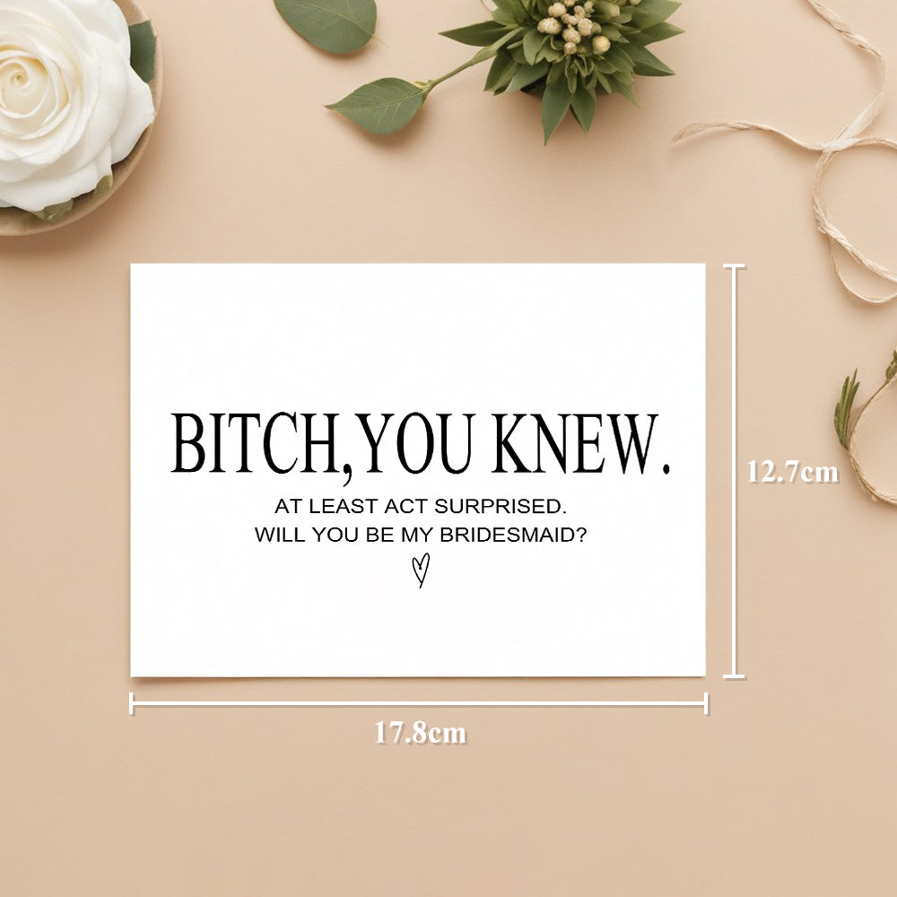 Funny Bridesmaid Proposal Card Will You Be My Bridesmaid Maid of Honor Card
