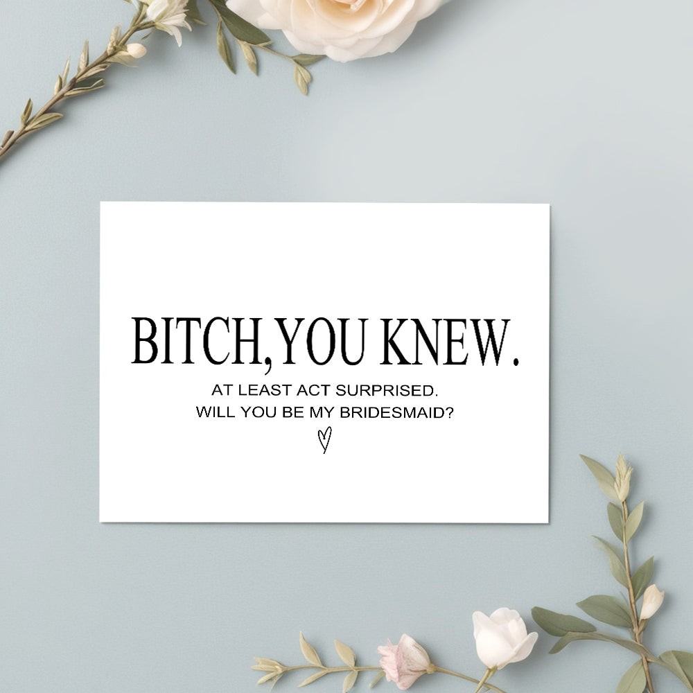Funny Bridesmaid Proposal Card Will You Be My Bridesmaid Maid of Honor Card