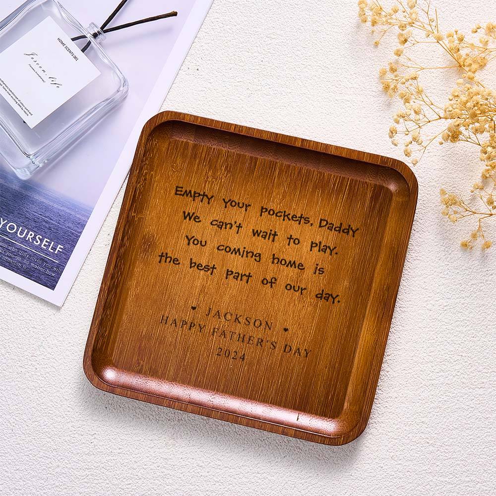 Custom Engraved Father's Day Gift for Dad | Custom Leather Catchall Personalized Valet Tray for Men