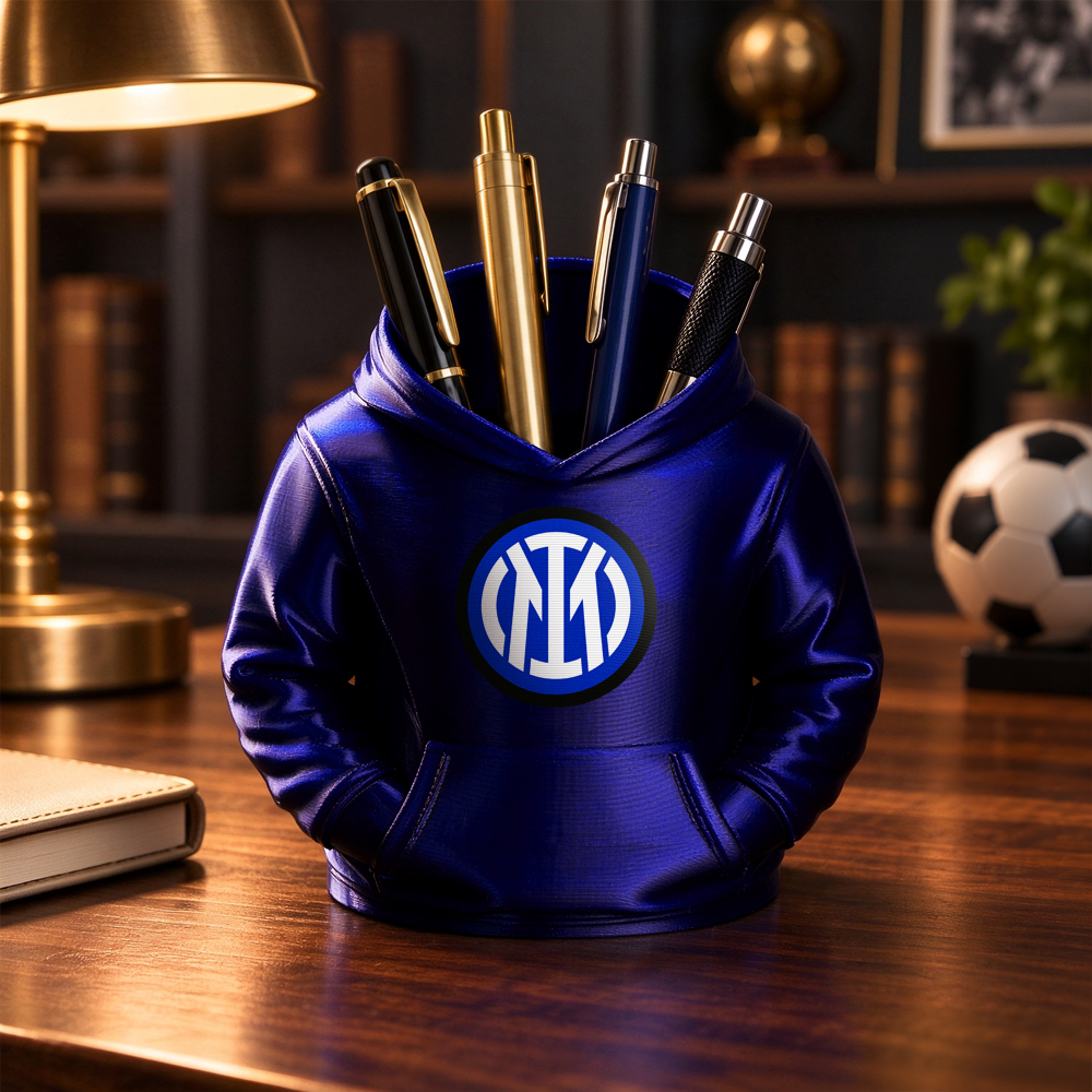 Italian Football Hoodie Pen Holder 3D Printed Desk Organizer Soccer Fan Gift - 
