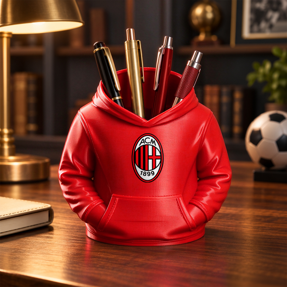 Italian Football Hoodie Pen Holder 3D Printed Desk Organizer Soccer Fan Gift - 