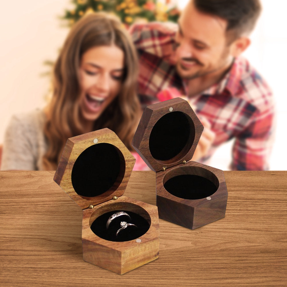 Personalized Wooden Ring Box Hexagon Engagement Ring Box Anniversary Gift
