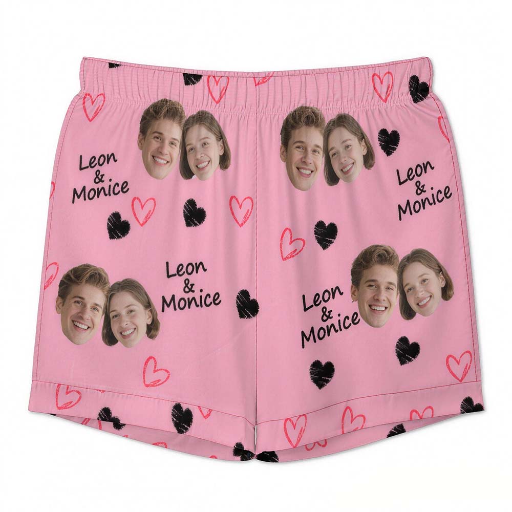 Custom Short Pajamas with Face and Name,Customized Pajama Set For Men/Women,Personalised Short Sleeve Family Pajama Set,Birthday/Party Gifts - 
