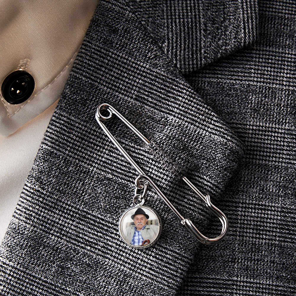 Wedding Bouquet Photo Charm, Memorial Pin, Groom Boutonniere, Bridal Bouquet Charm, Wedding Memorial Charm, Bronze, Silver or Gold