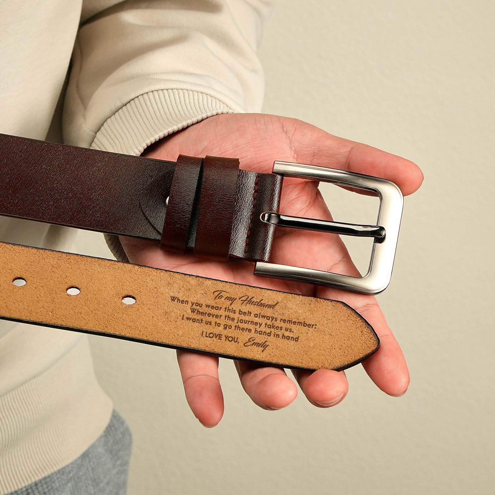 Personalized Name Belt Gifts for Him Custom Engraved Leather Belts To My Husband