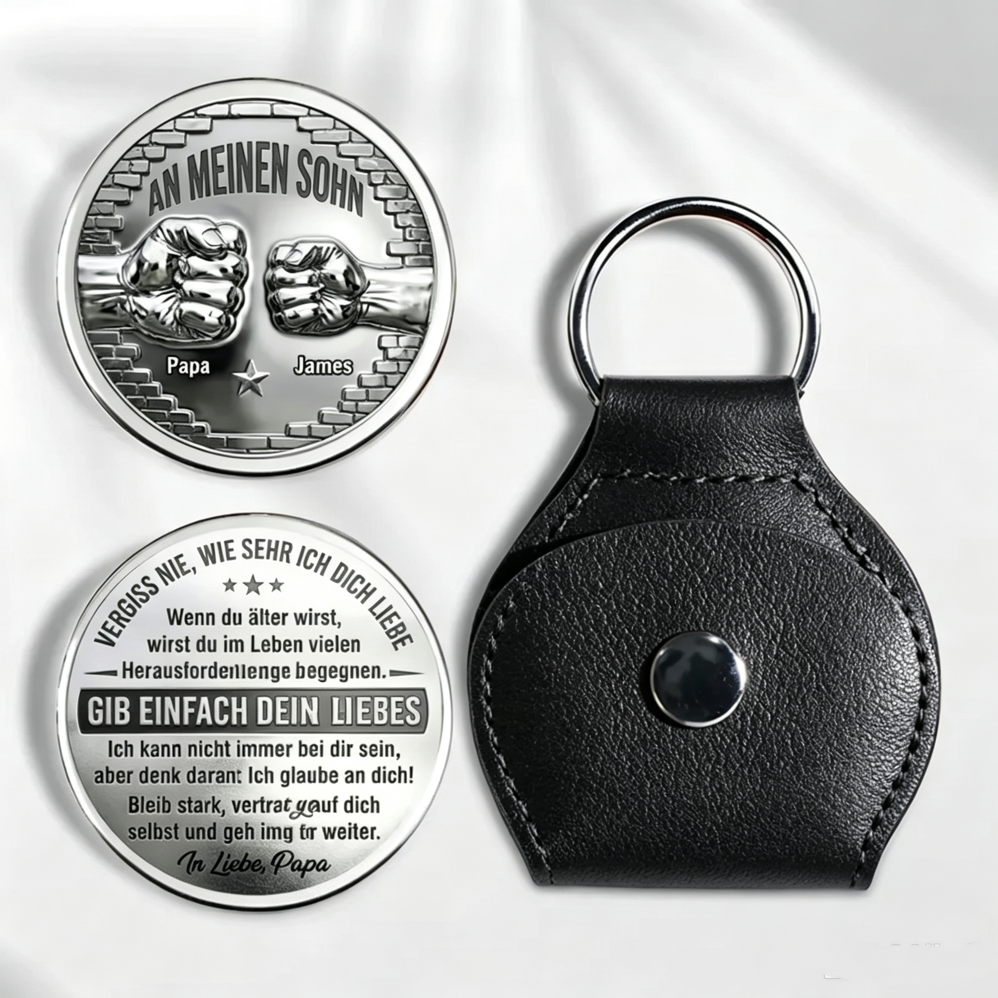 Custom Pocket Hug To My Son I Believe In You 2D Printed Personalized Keychain in Germany