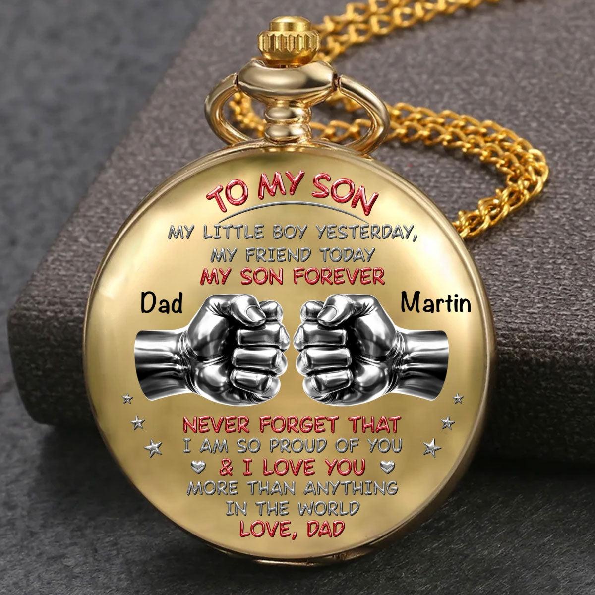 To My Son - Personalized Custom Print Pocket Watch - 