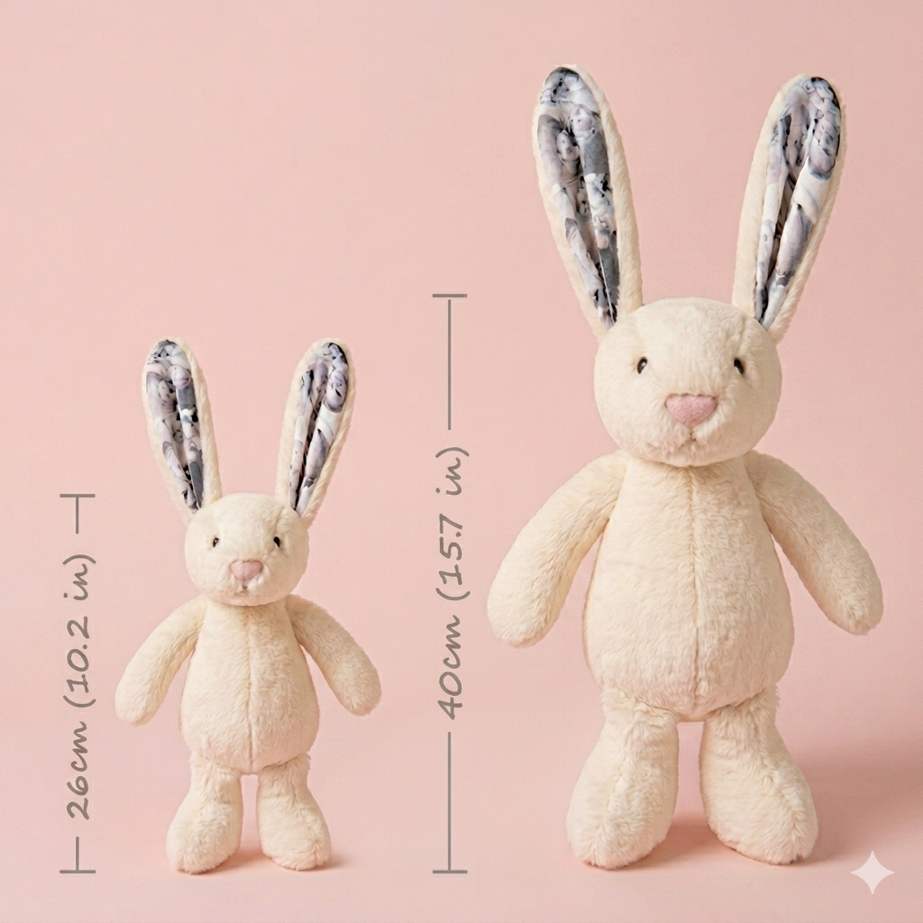 Custom Photo Bunny Plush – Personalized Hidden Ear Picture Bunny Gift for Couples  Anniversary Mother's Day Gifts