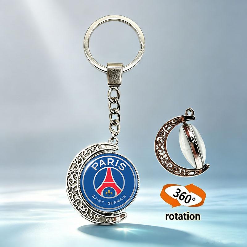 360° Rotating Football Club Keychain Gift for Fans – Premium Metal Key Ring with Engraved Crest Design